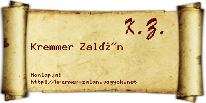 Kremmer Zalán névjegykártya