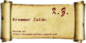 Kremmer Zalán névjegykártya