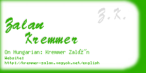 zalan kremmer business card